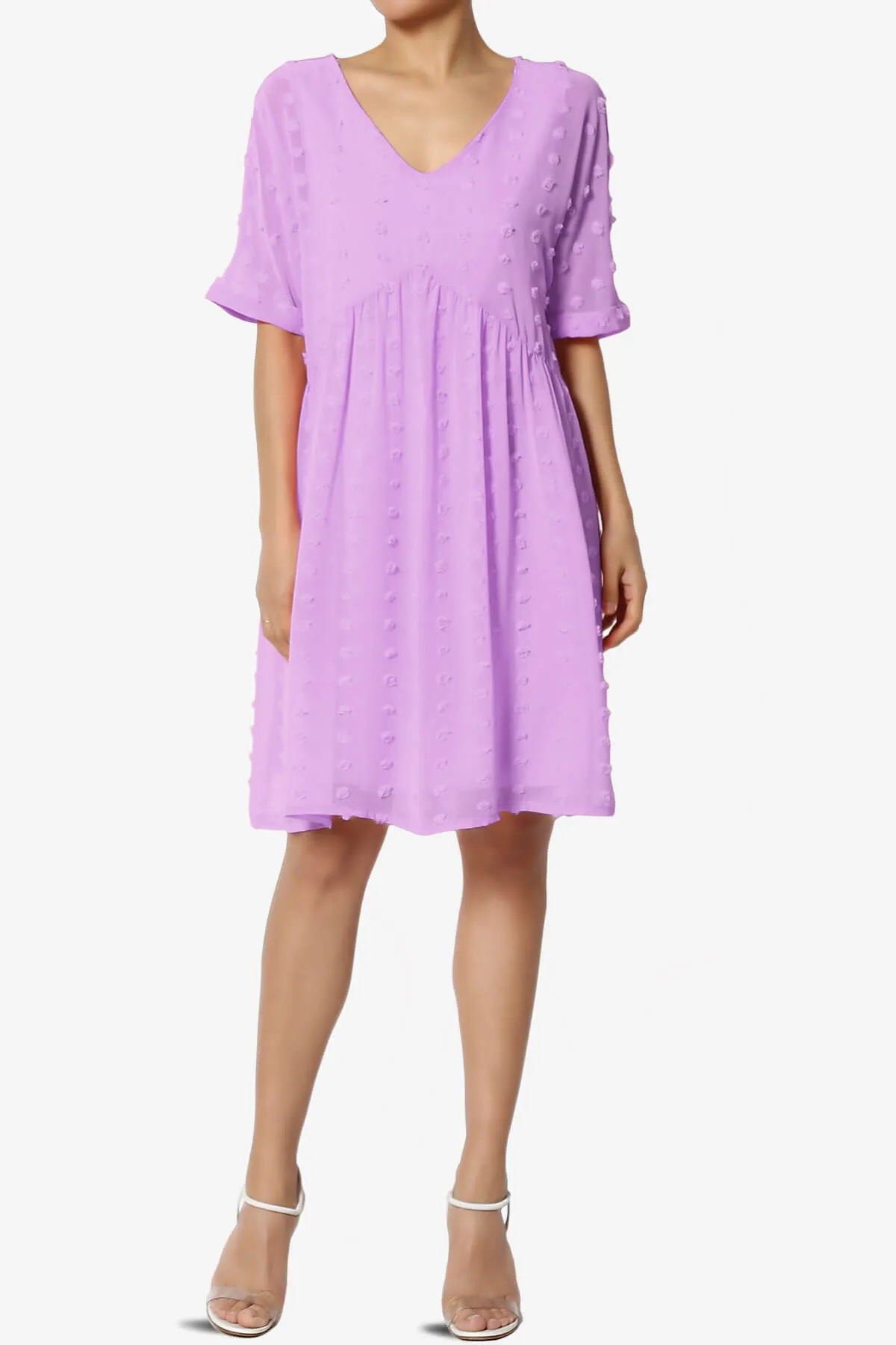 Sandra Swiss Dot Short Sleeve Babydoll Dress