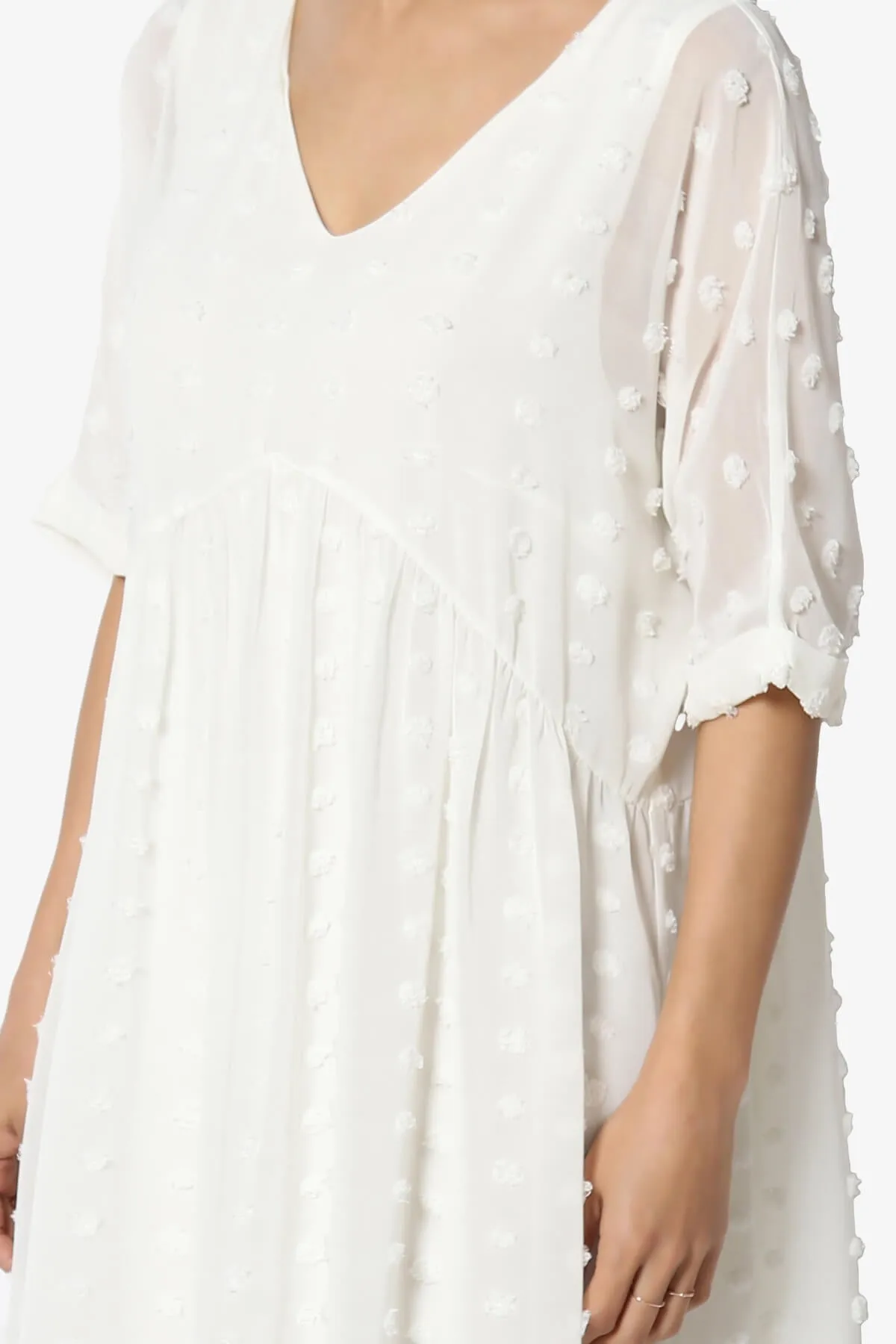Sandra Swiss Dot Short Sleeve Babydoll Dress