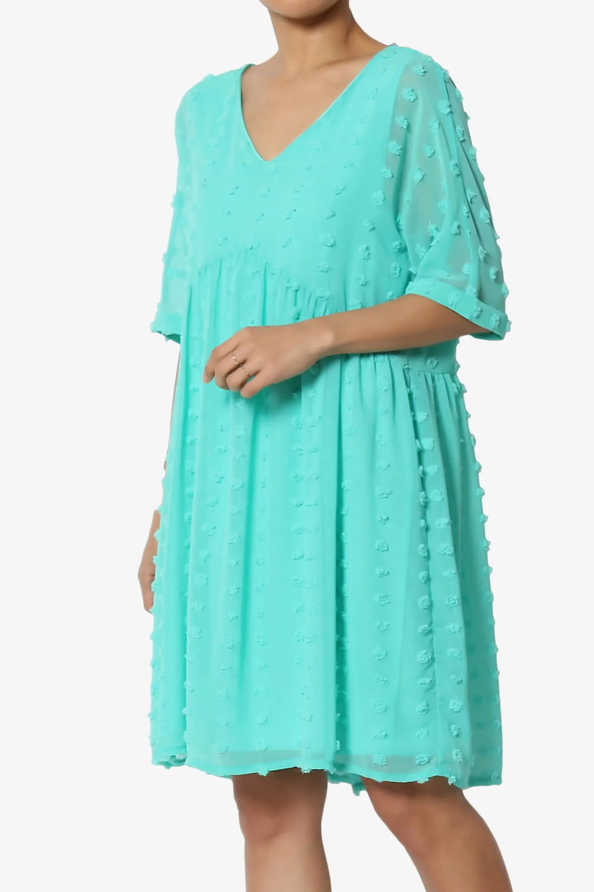 Sandra Swiss Dot Short Sleeve Babydoll Dress
