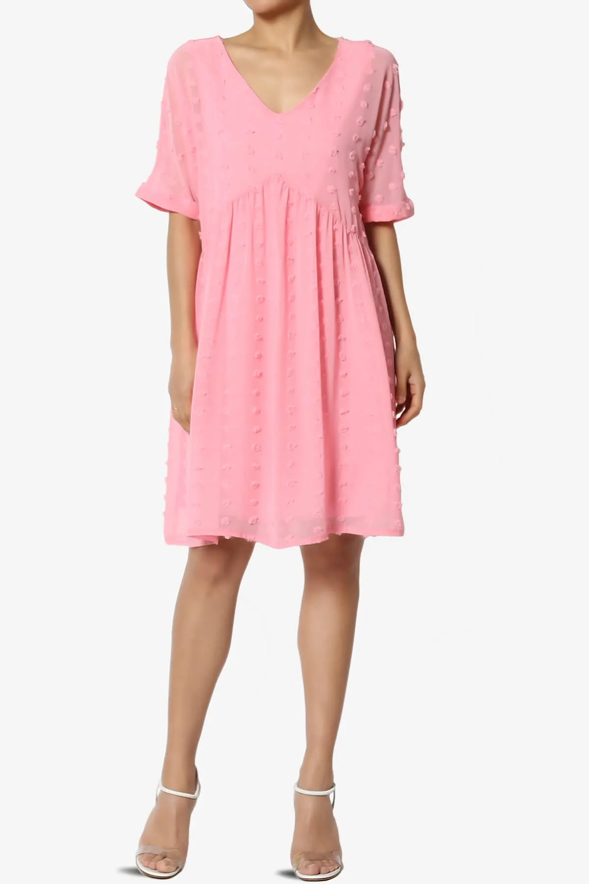 Sandra Swiss Dot Short Sleeve Babydoll Dress