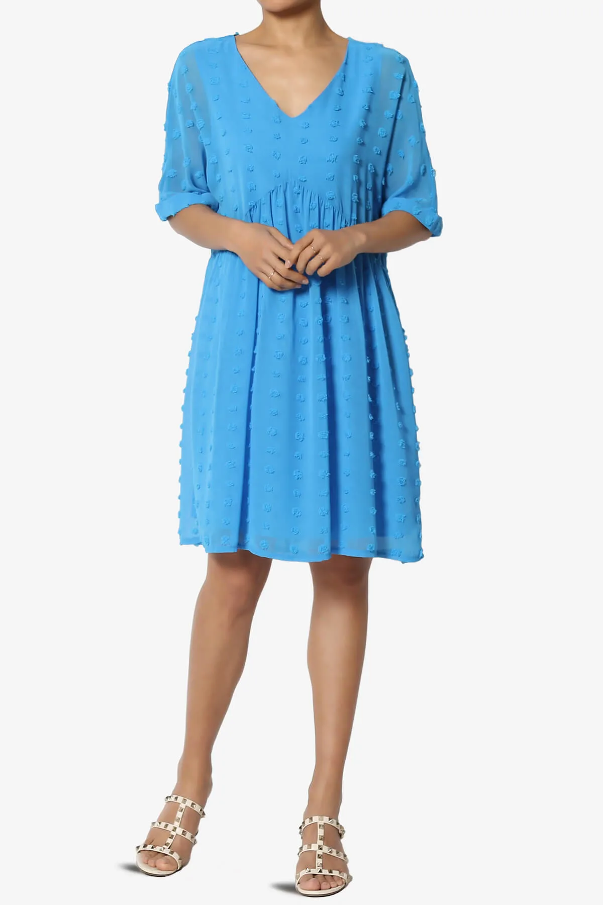 Sandra Swiss Dot Short Sleeve Babydoll Dress