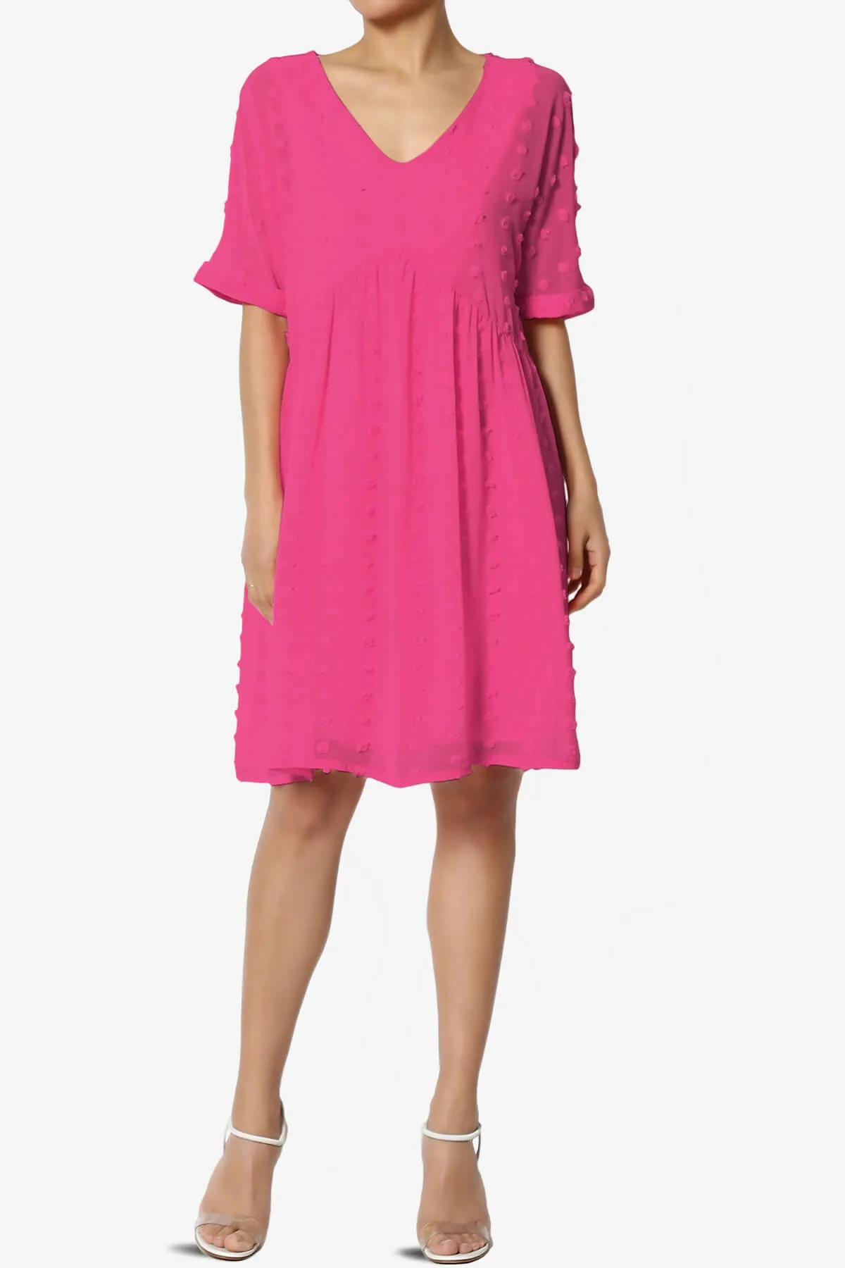 Sandra Swiss Dot Short Sleeve Babydoll Dress