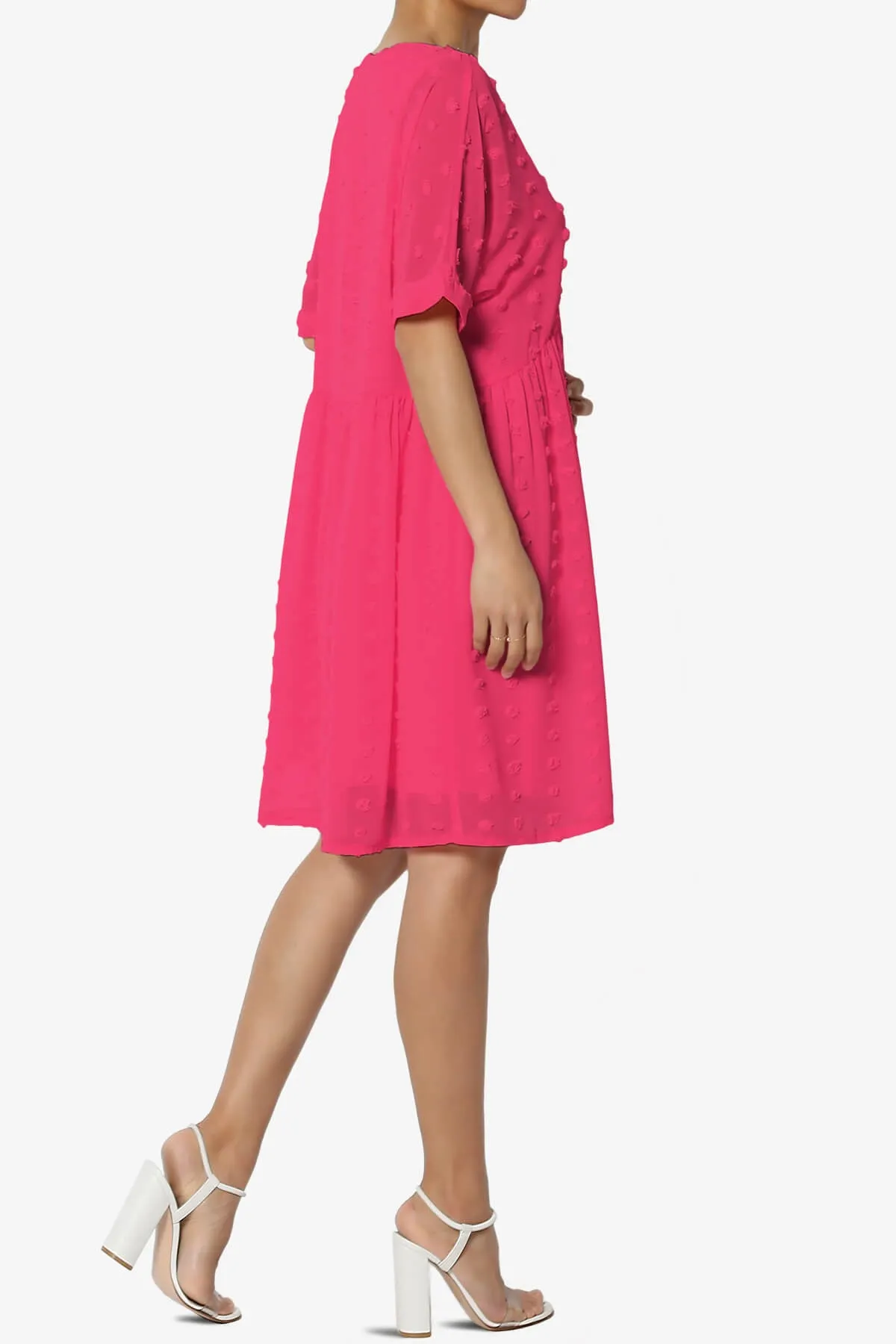 Sandra Swiss Dot Short Sleeve Babydoll Dress