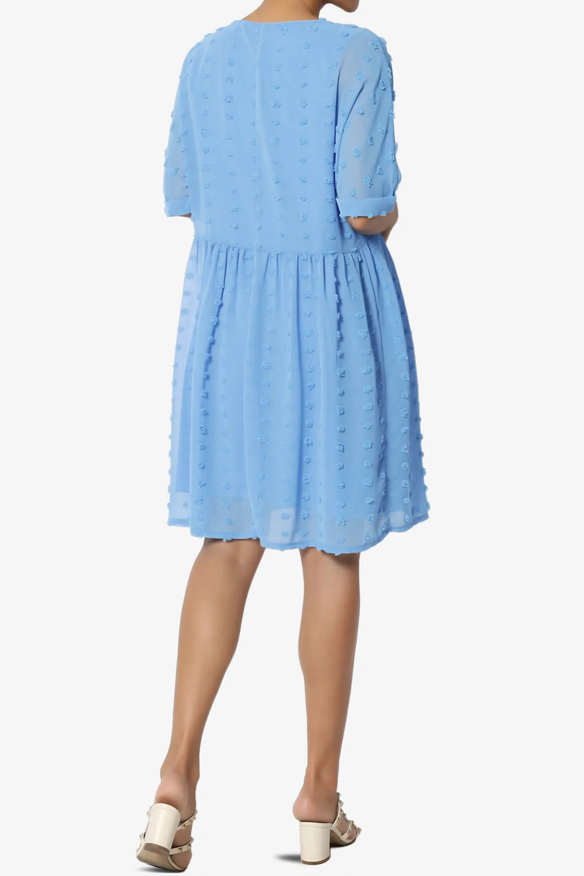Sandra Swiss Dot Short Sleeve Babydoll Dress
