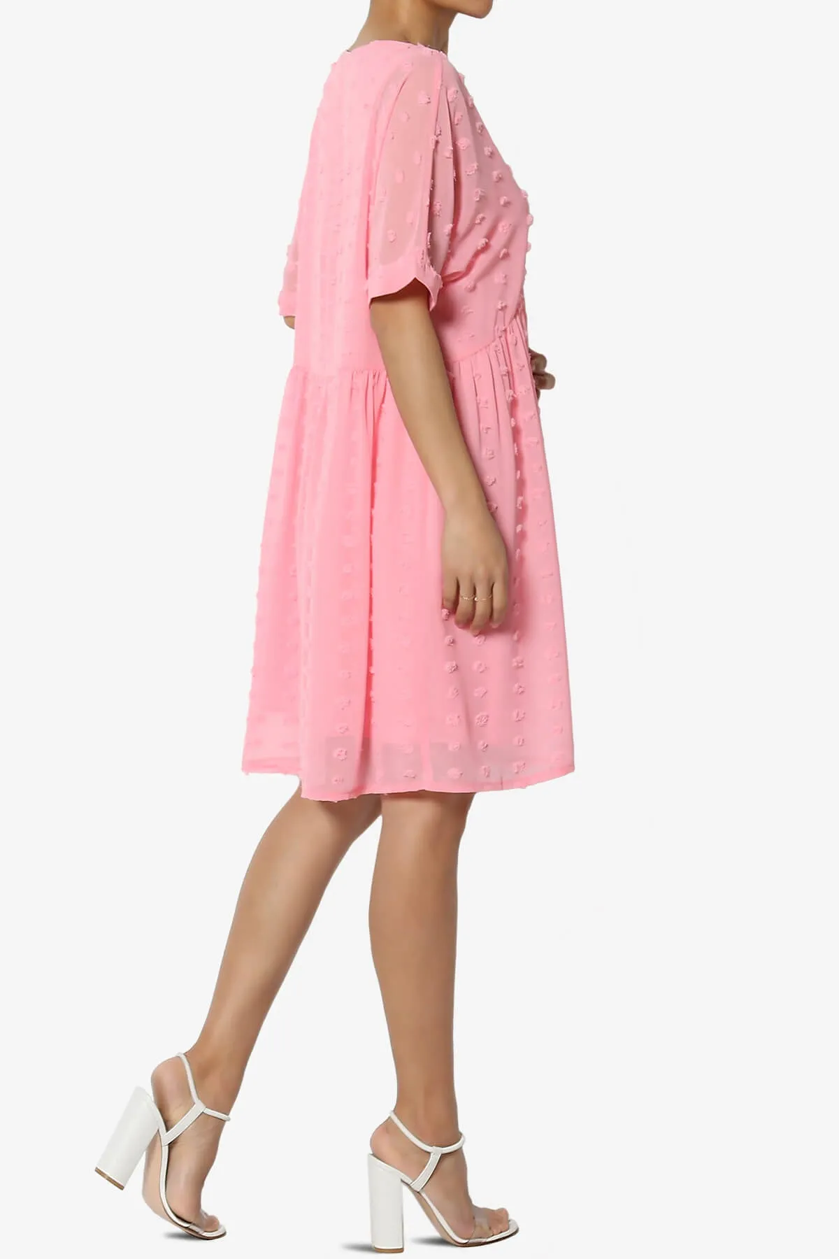 Sandra Swiss Dot Short Sleeve Babydoll Dress