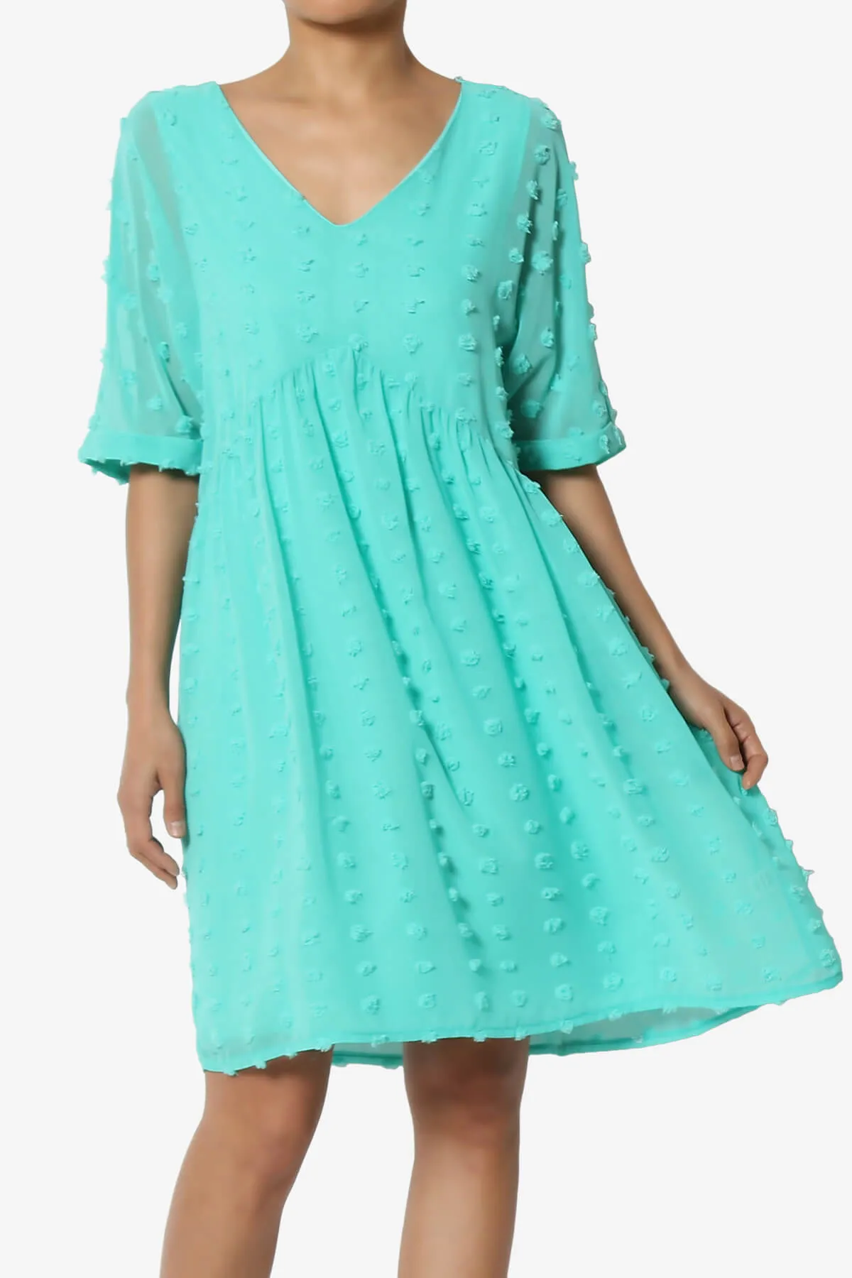 Sandra Swiss Dot Short Sleeve Babydoll Dress