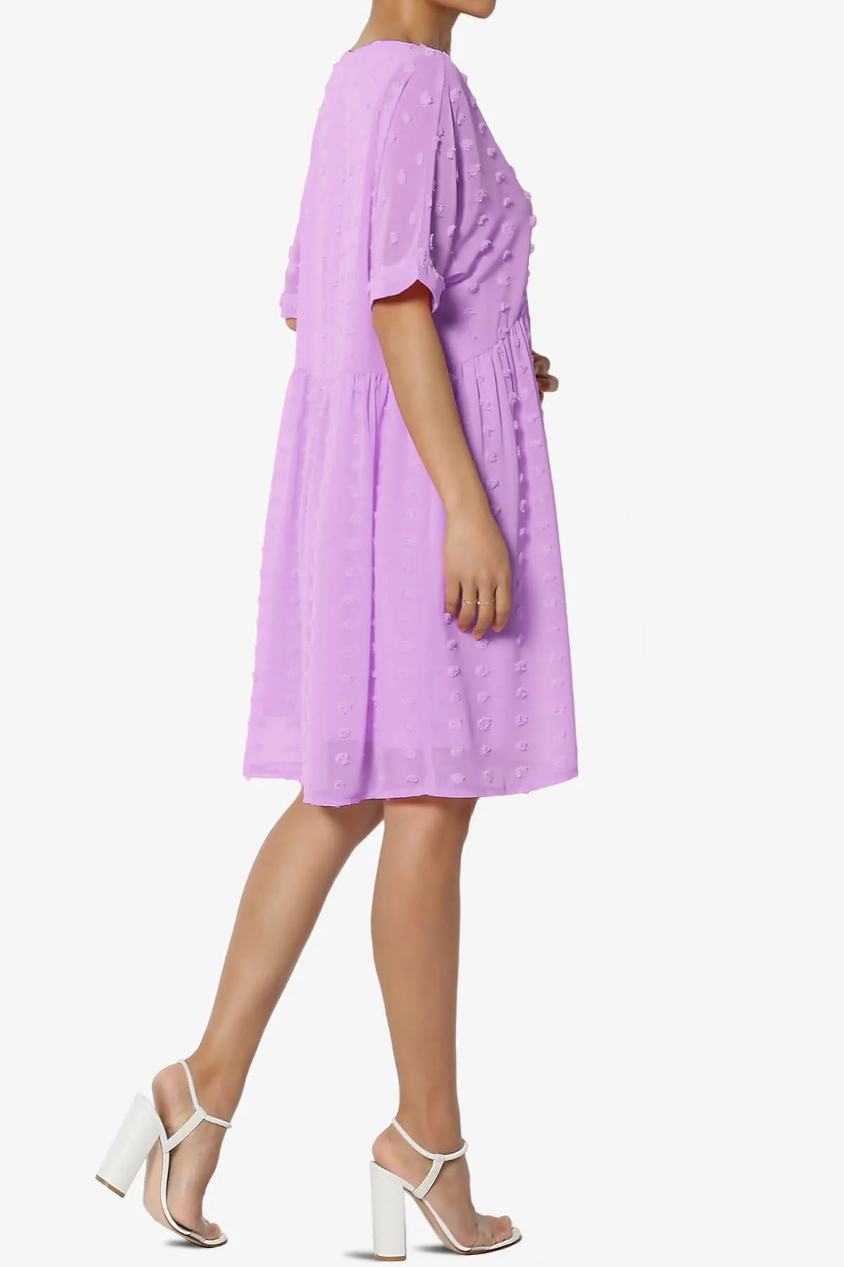 Sandra Swiss Dot Short Sleeve Babydoll Dress