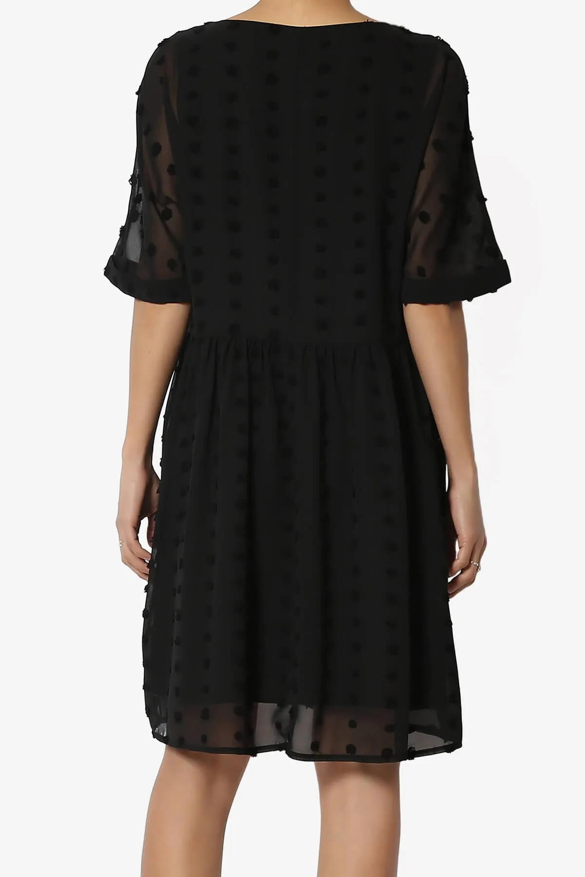 Sandra Swiss Dot Short Sleeve Babydoll Dress