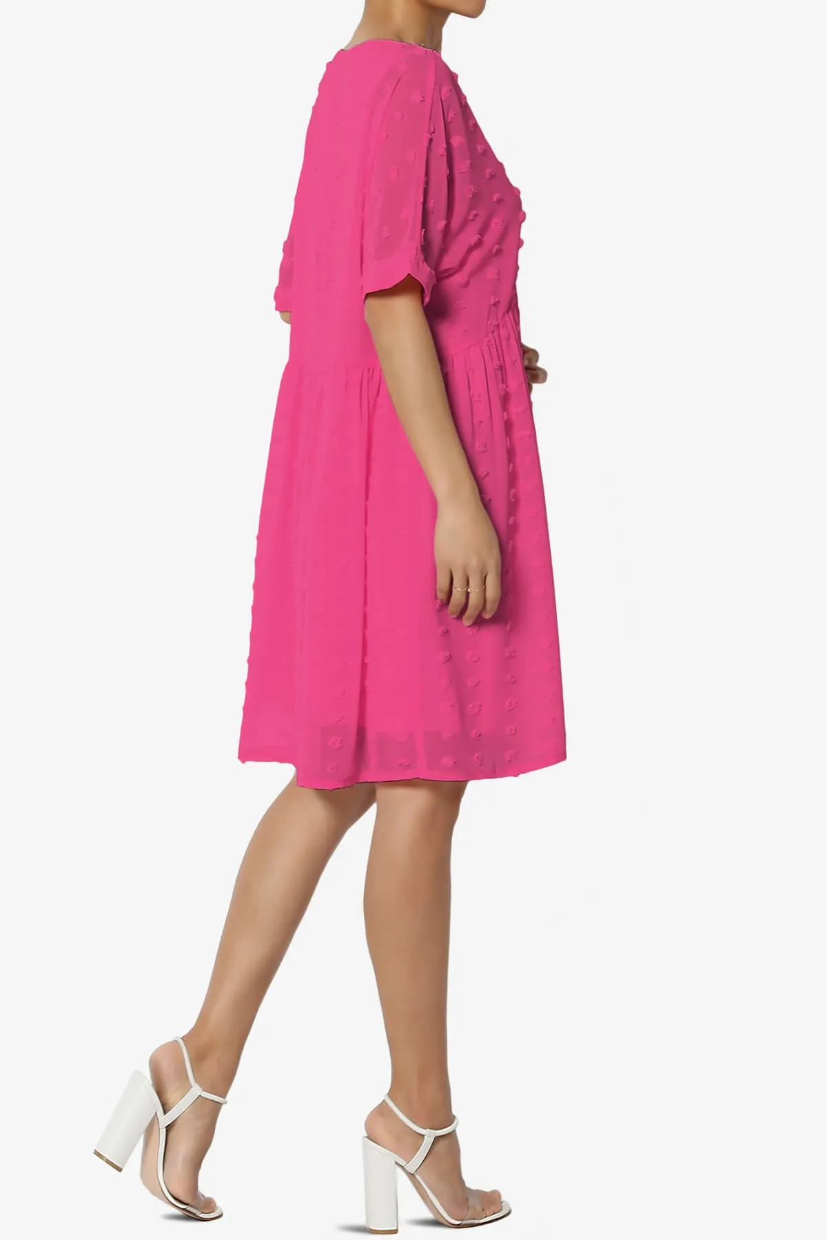 Sandra Swiss Dot Short Sleeve Babydoll Dress
