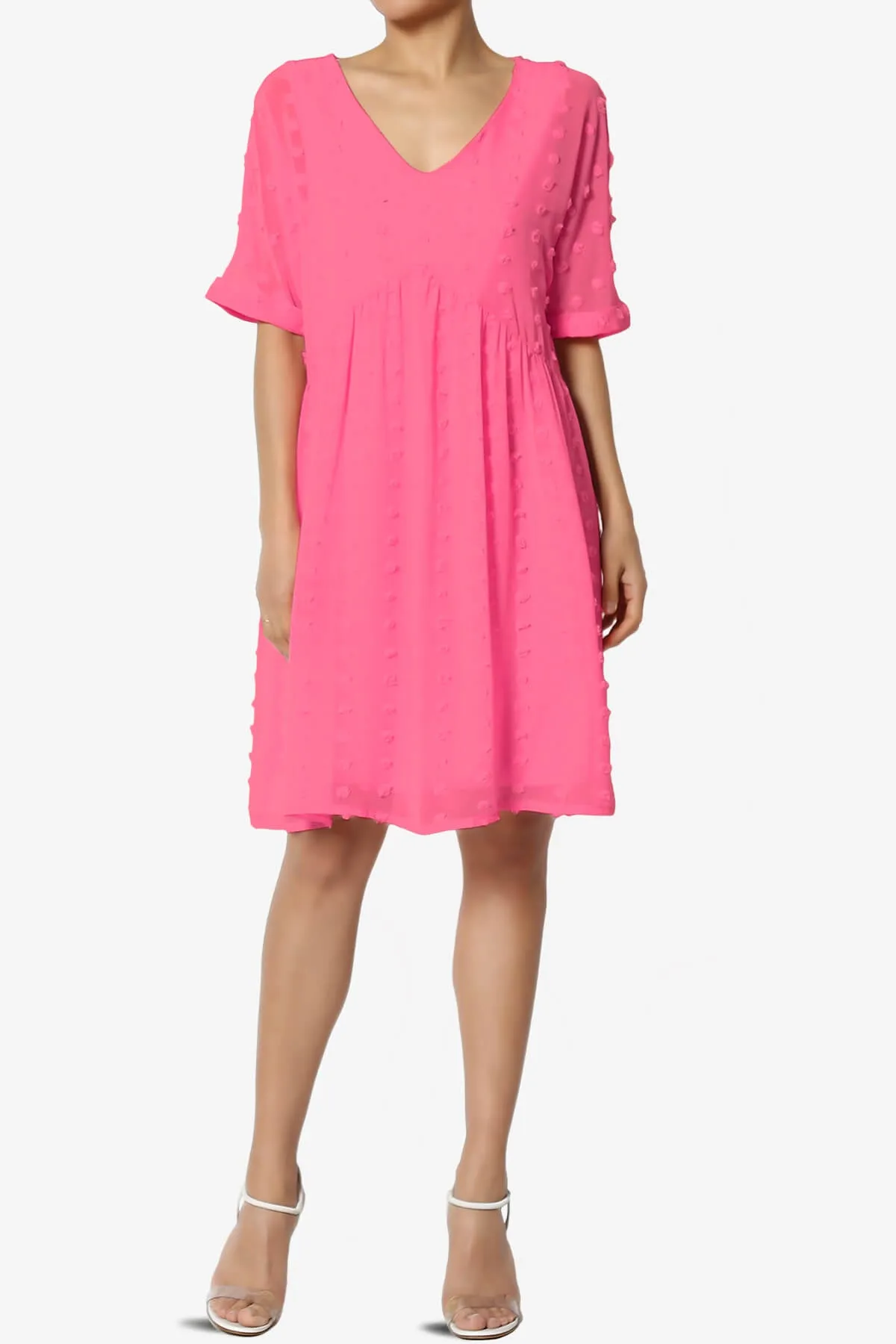 Sandra Swiss Dot Short Sleeve Babydoll Dress