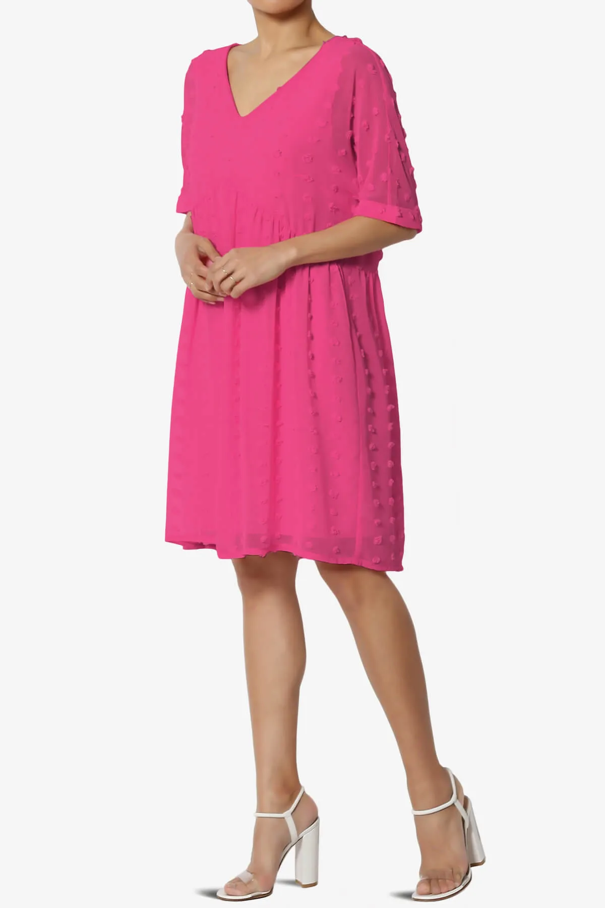 Sandra Swiss Dot Short Sleeve Babydoll Dress