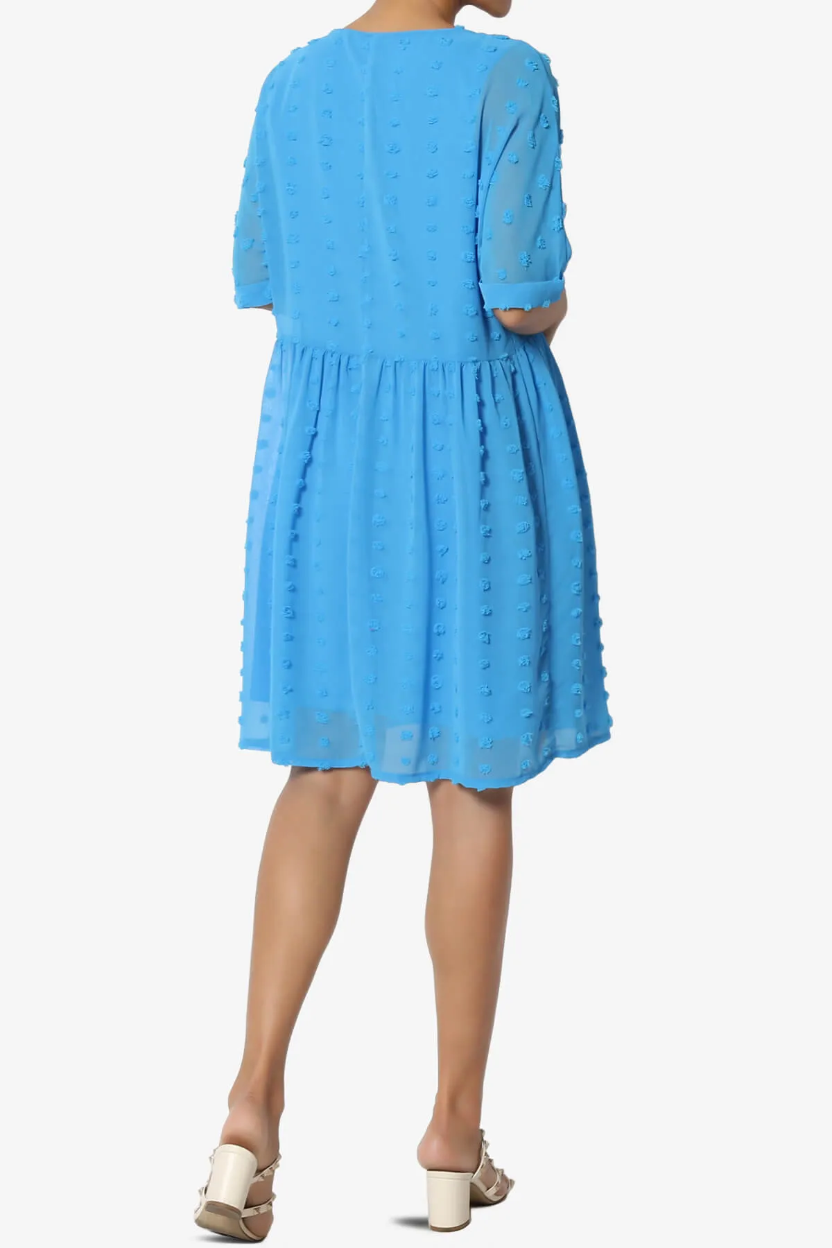 Sandra Swiss Dot Short Sleeve Babydoll Dress