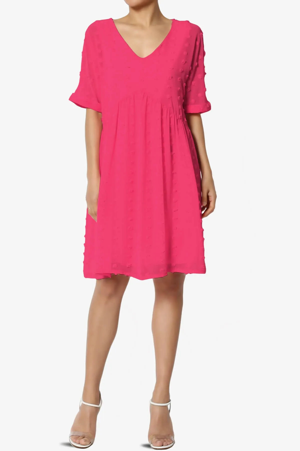 Sandra Swiss Dot Short Sleeve Babydoll Dress