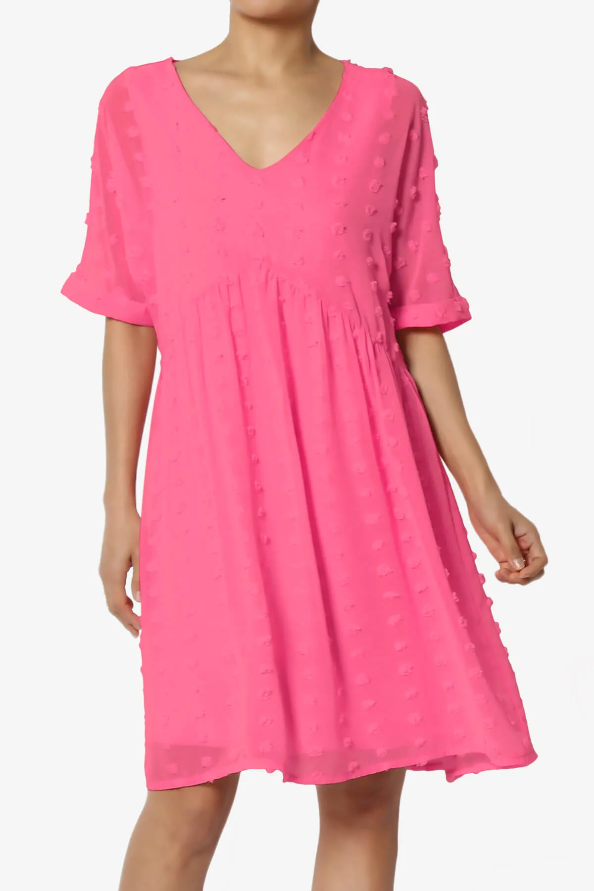 Sandra Swiss Dot Short Sleeve Babydoll Dress