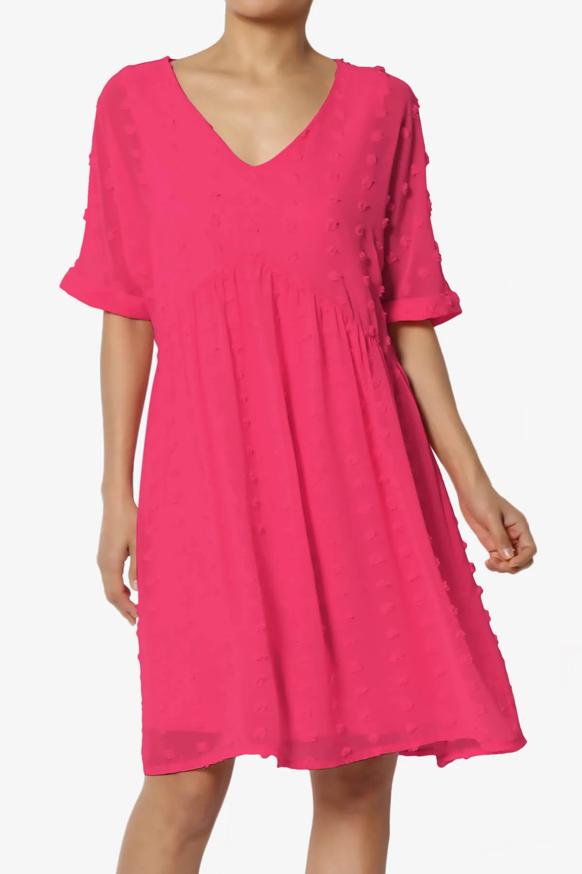 Sandra Swiss Dot Short Sleeve Babydoll Dress