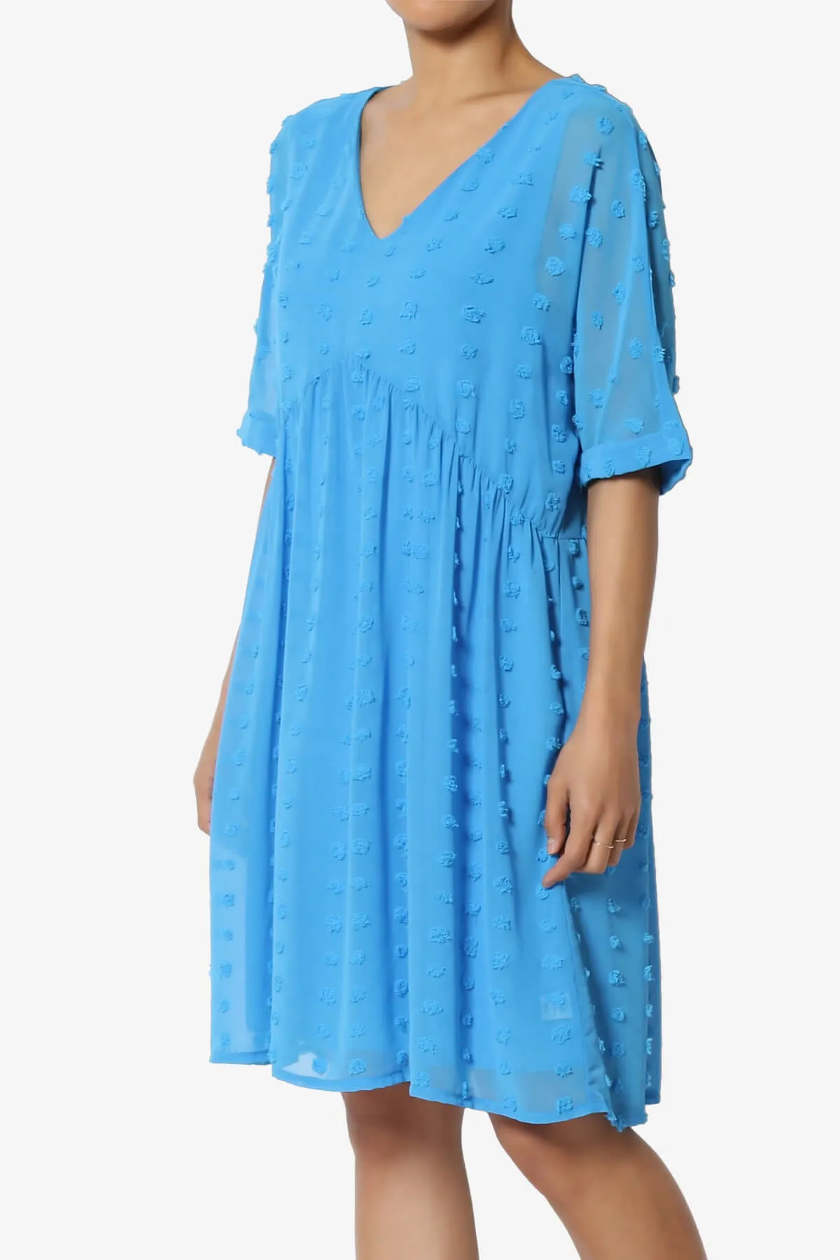 Sandra Swiss Dot Short Sleeve Babydoll Dress