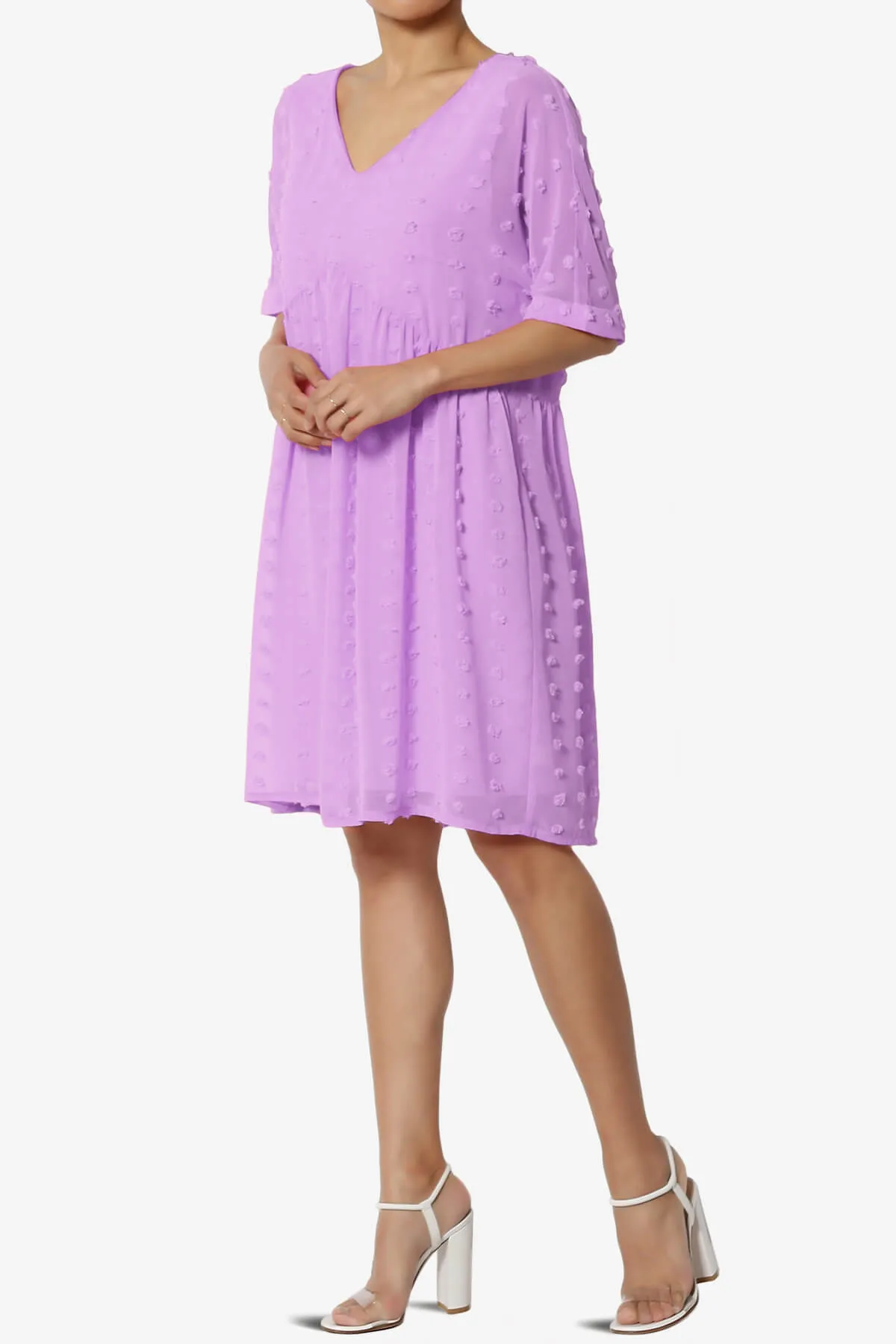 Sandra Swiss Dot Short Sleeve Babydoll Dress