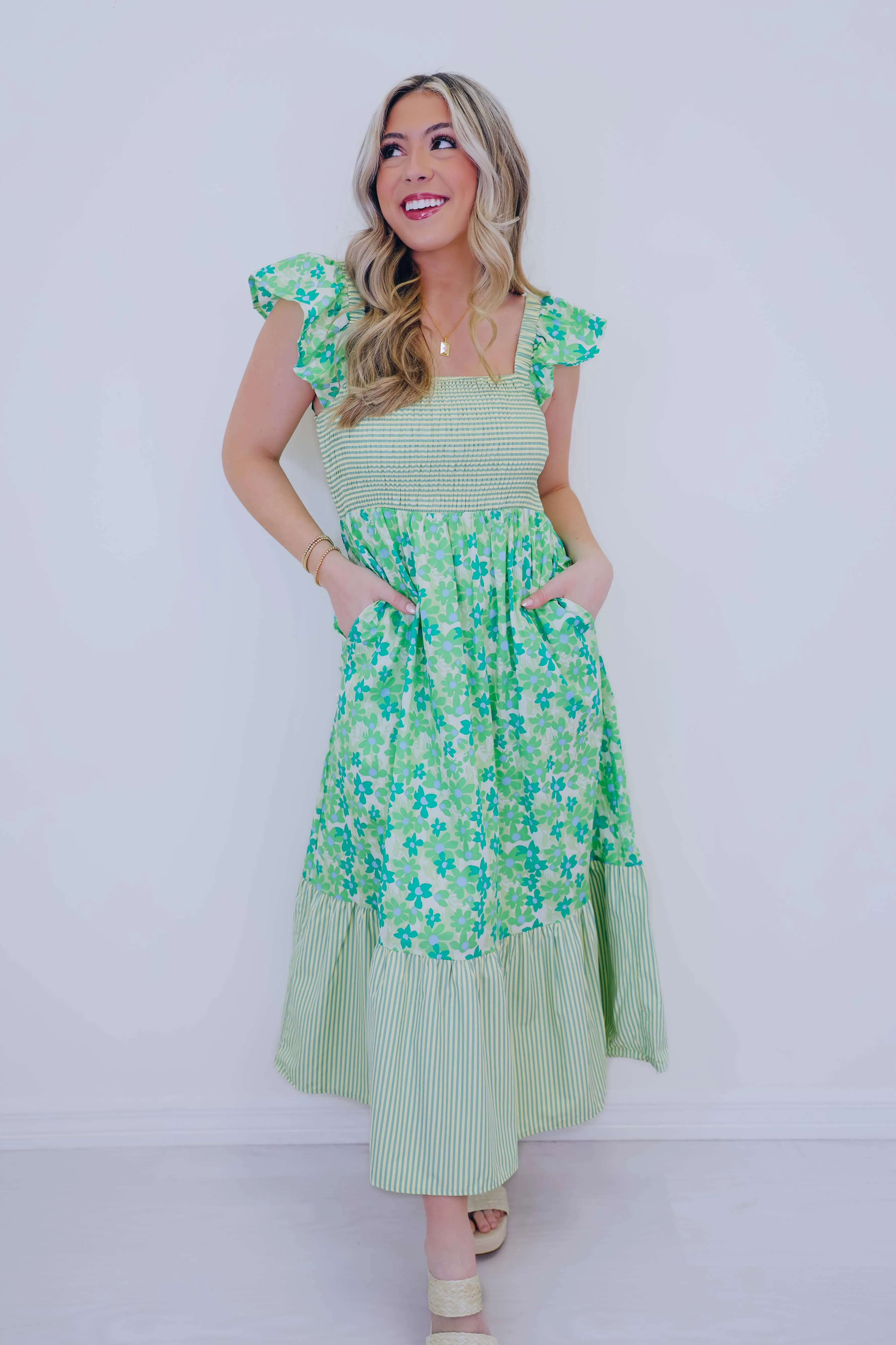 Sarah Smocked Bodice Midi Dress - 2 Colors
