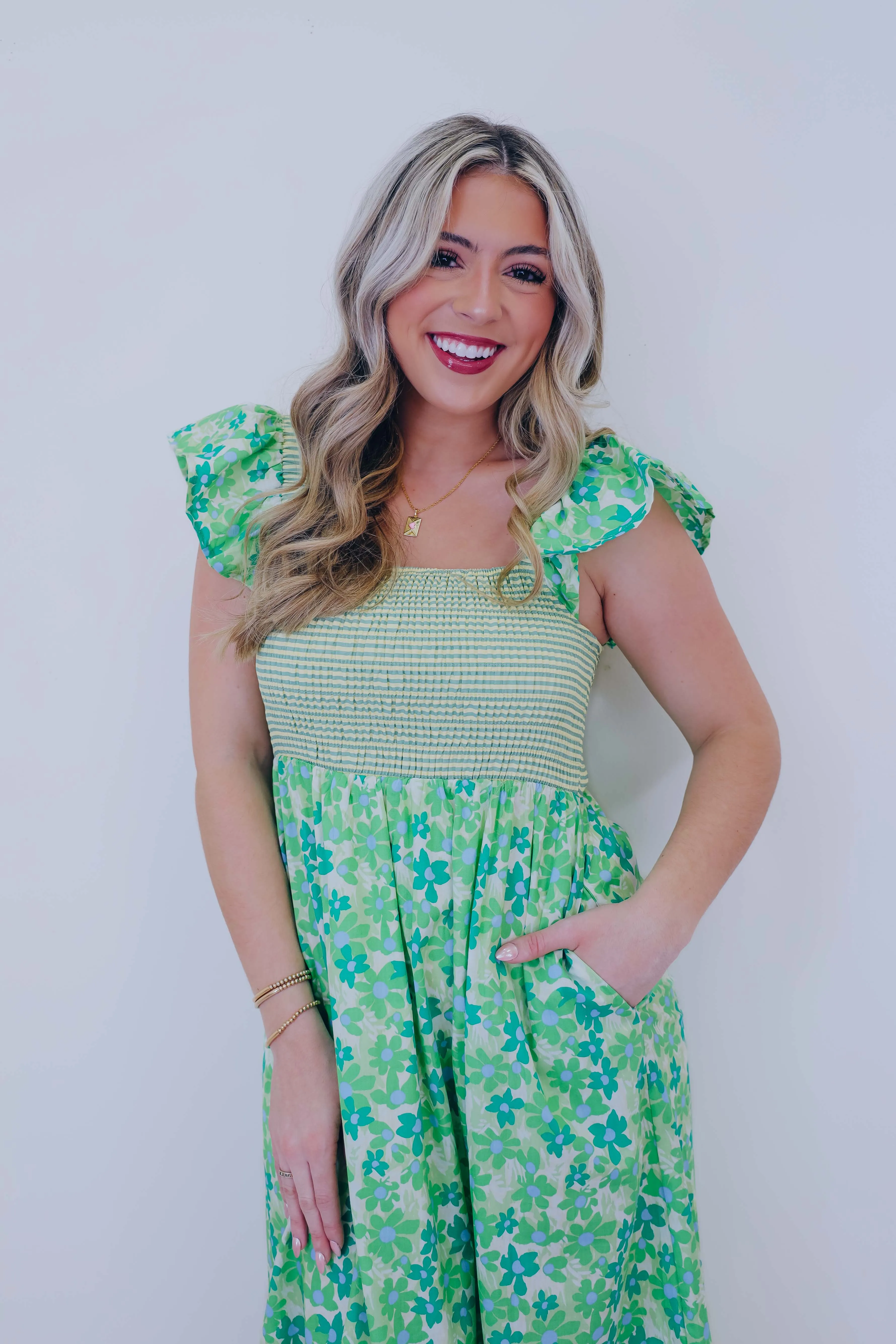 Sarah Smocked Bodice Midi Dress - 2 Colors