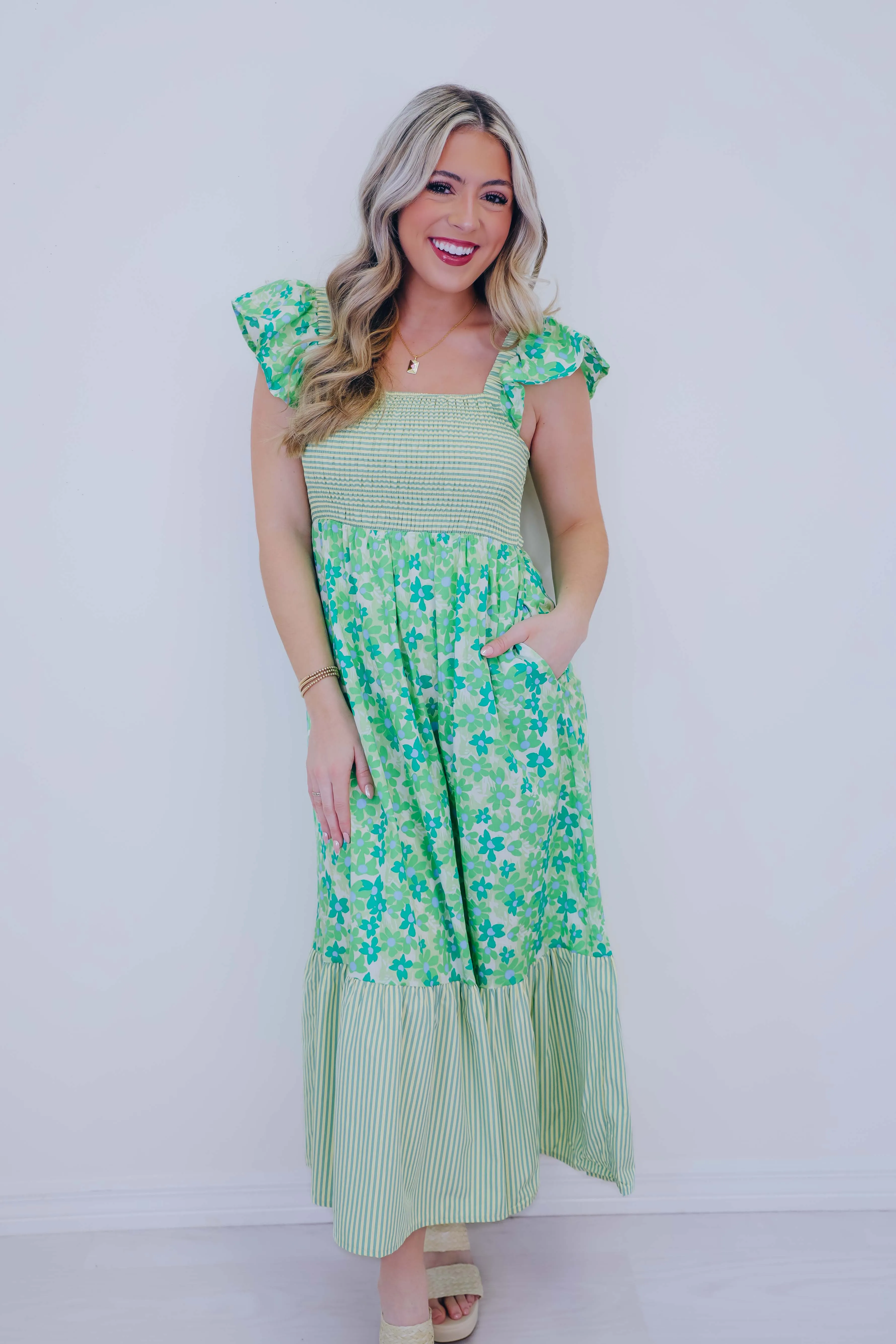 Sarah Smocked Bodice Midi Dress - 2 Colors