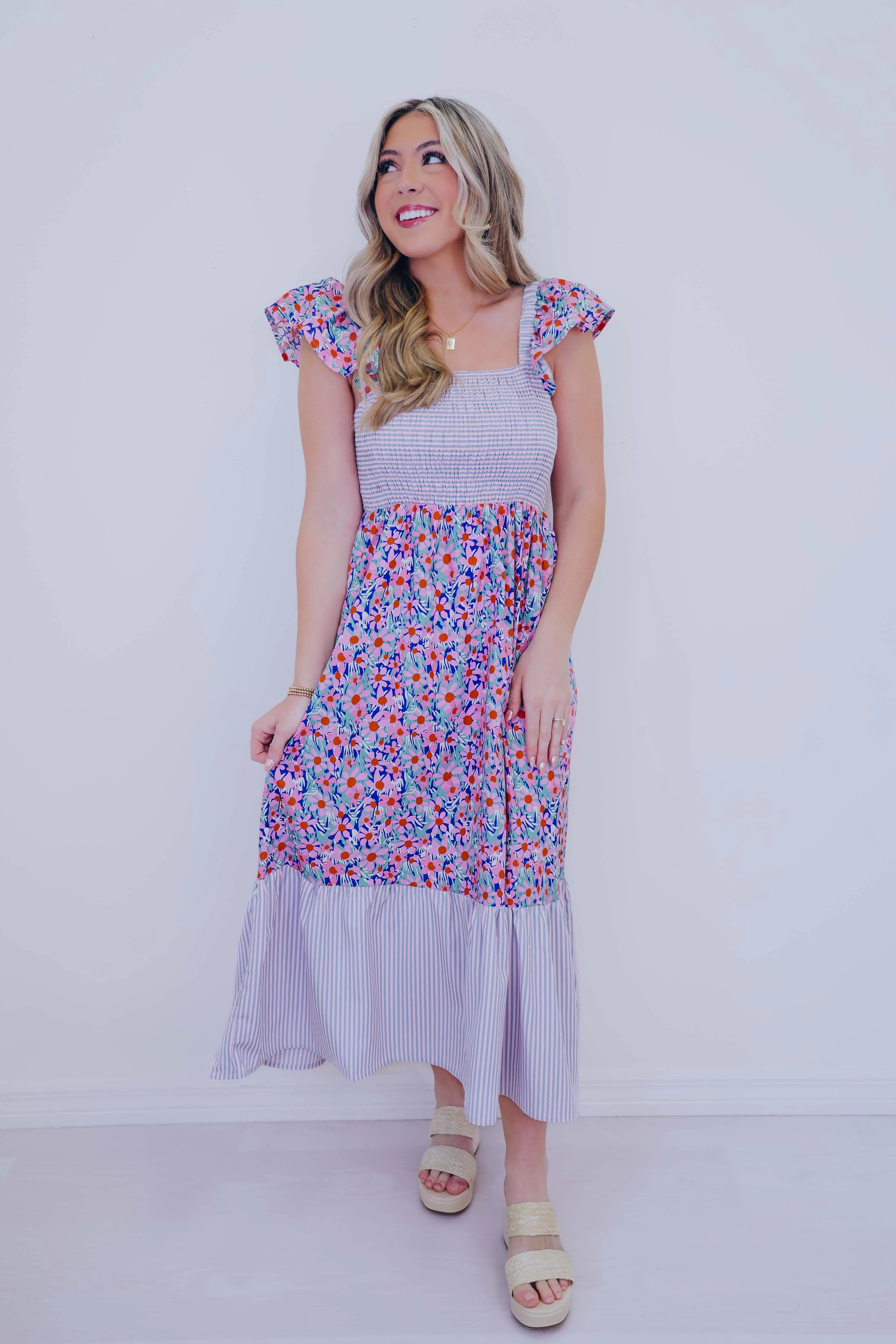 Sarah Smocked Bodice Midi Dress - 2 Colors
