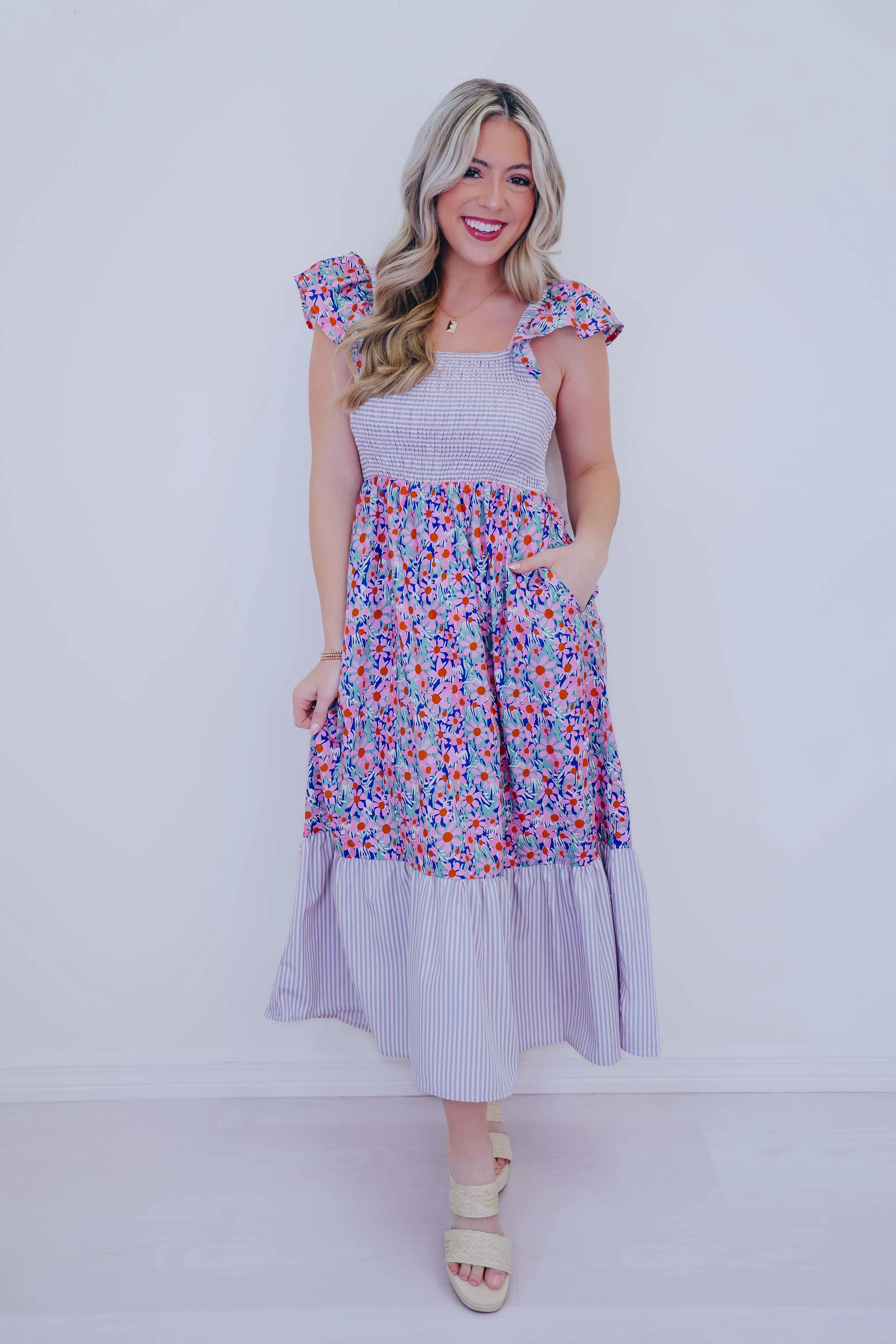 Sarah Smocked Bodice Midi Dress - 2 Colors