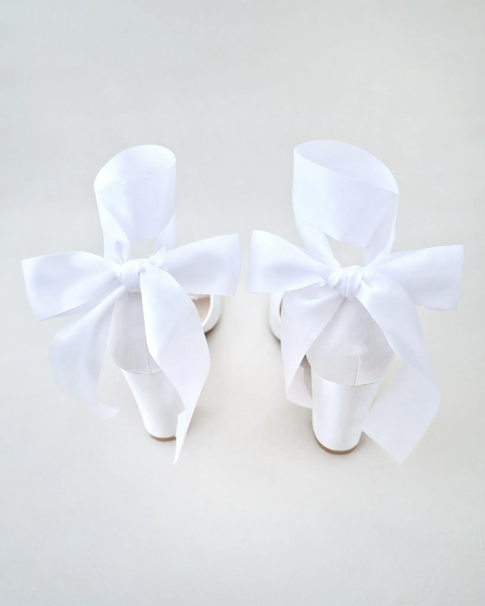 Satin Block Heel Wedding Sandals with Wrapped Ribbon Tie