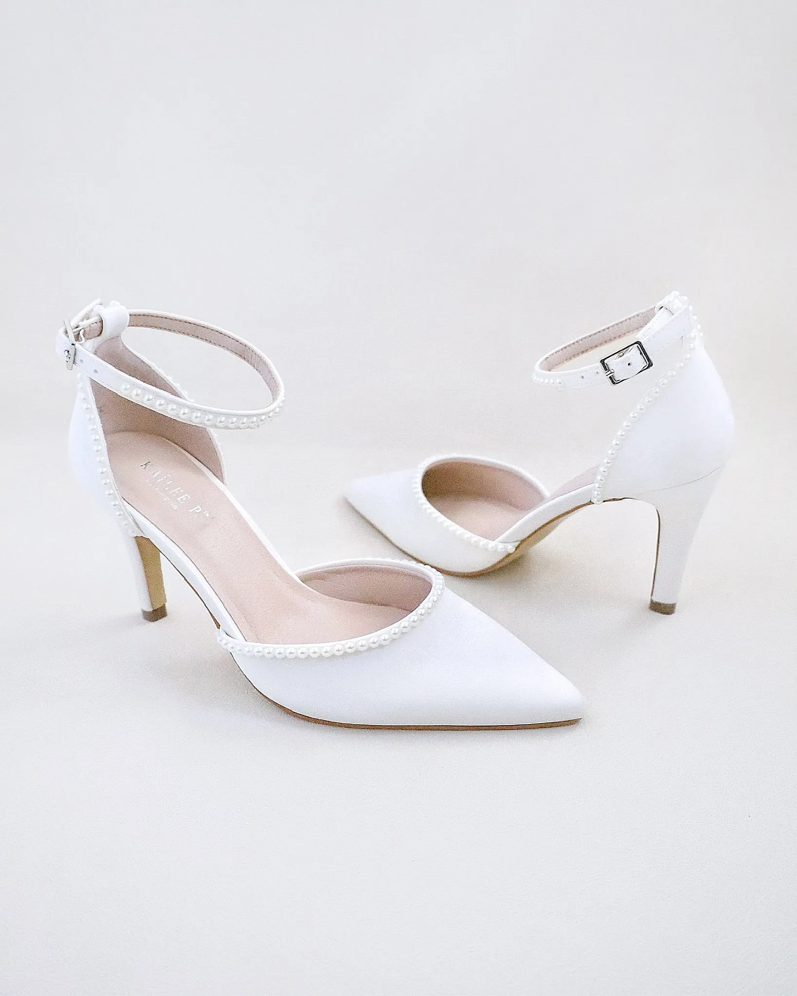 Satin Mini Pearls Wedding Heels