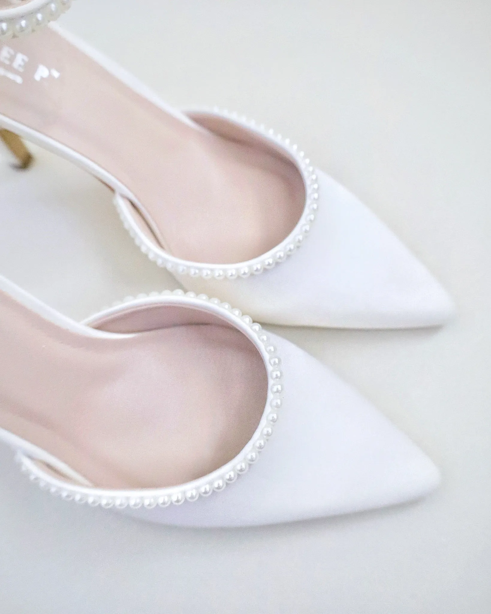 Satin Mini Pearls Wedding Heels