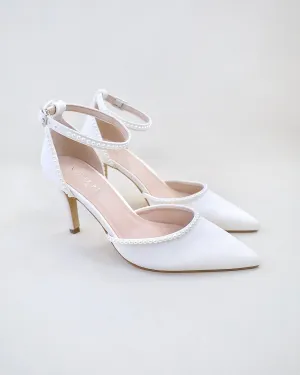 Satin Mini Pearls Wedding Heels