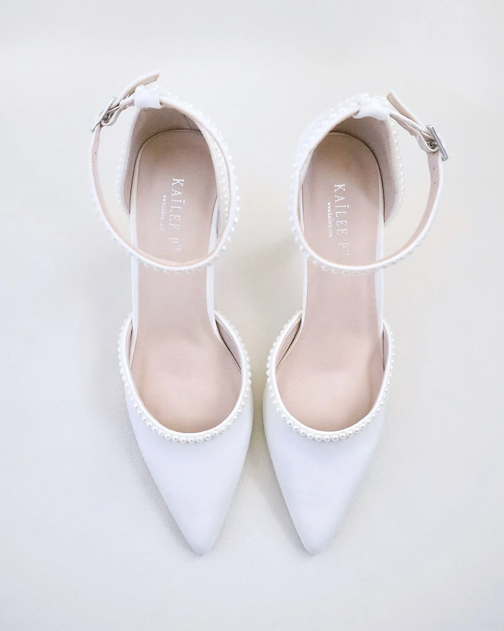 Satin Mini Pearls Wedding Heels