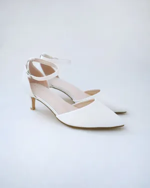 Satin Pointy Toe Low Heels Wedding Shoes