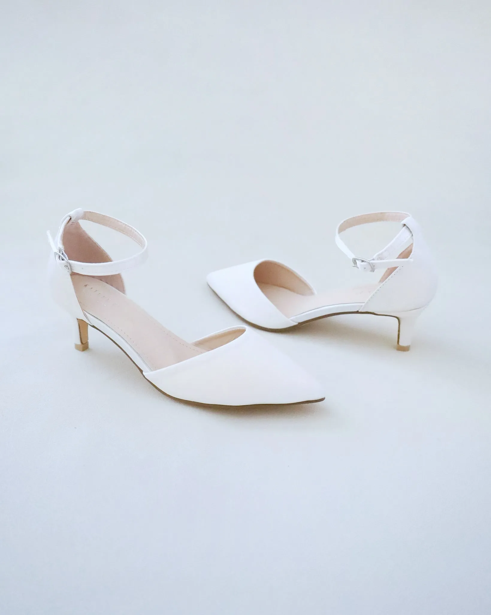 Satin Pointy Toe Low Heels Wedding Shoes