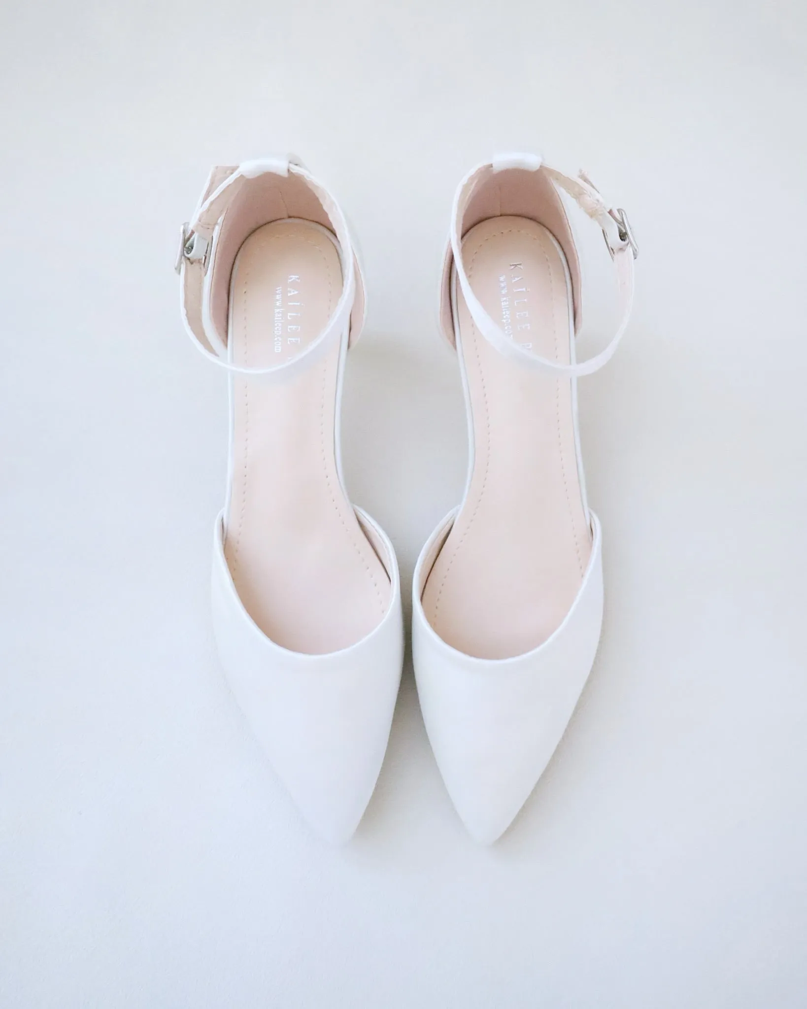 Satin Pointy Toe Low Heels Wedding Shoes