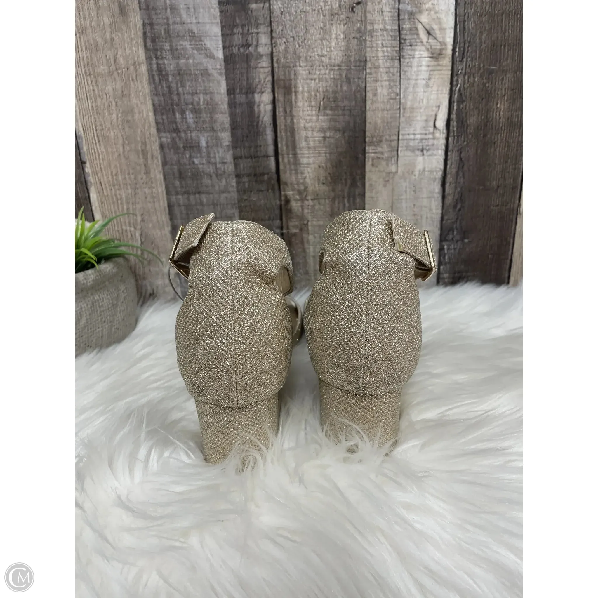 Shoes Heels Block By Cme In Gold, Size: 9.5