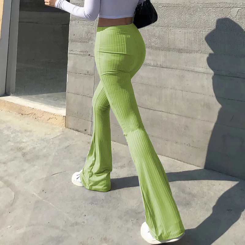 ShowOff High Waist Ribbed Flare Pants