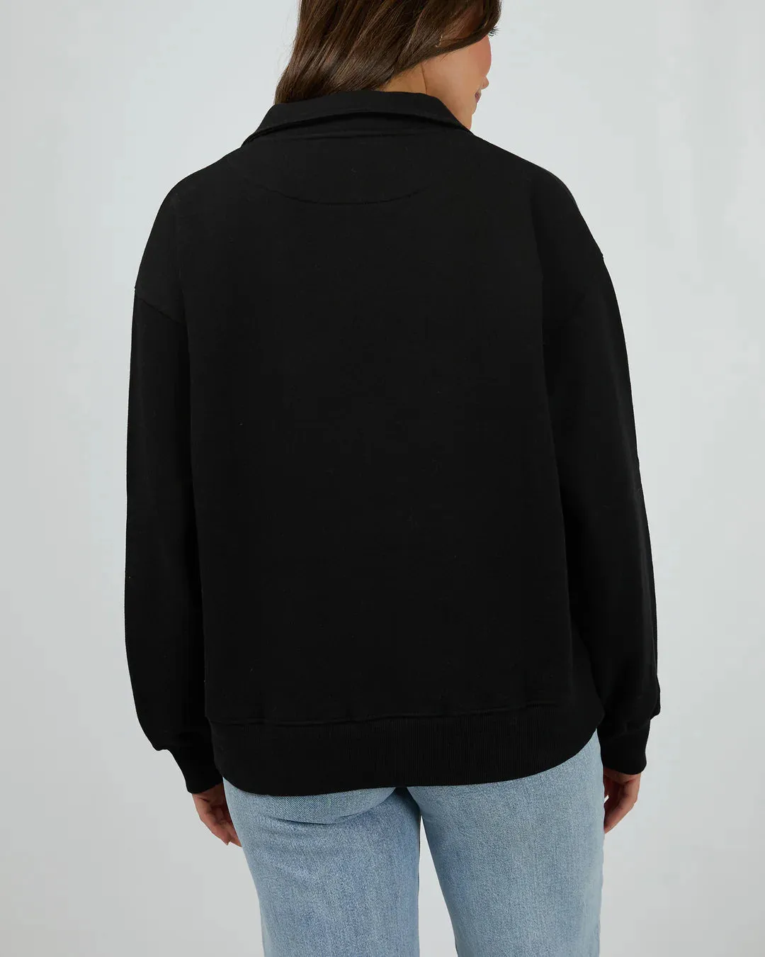 SILENT THEORY SILENT LUXE QUARTER ZIP CREW BLACK