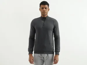 Slim Fit Mock Neck Solid Sweatshirt