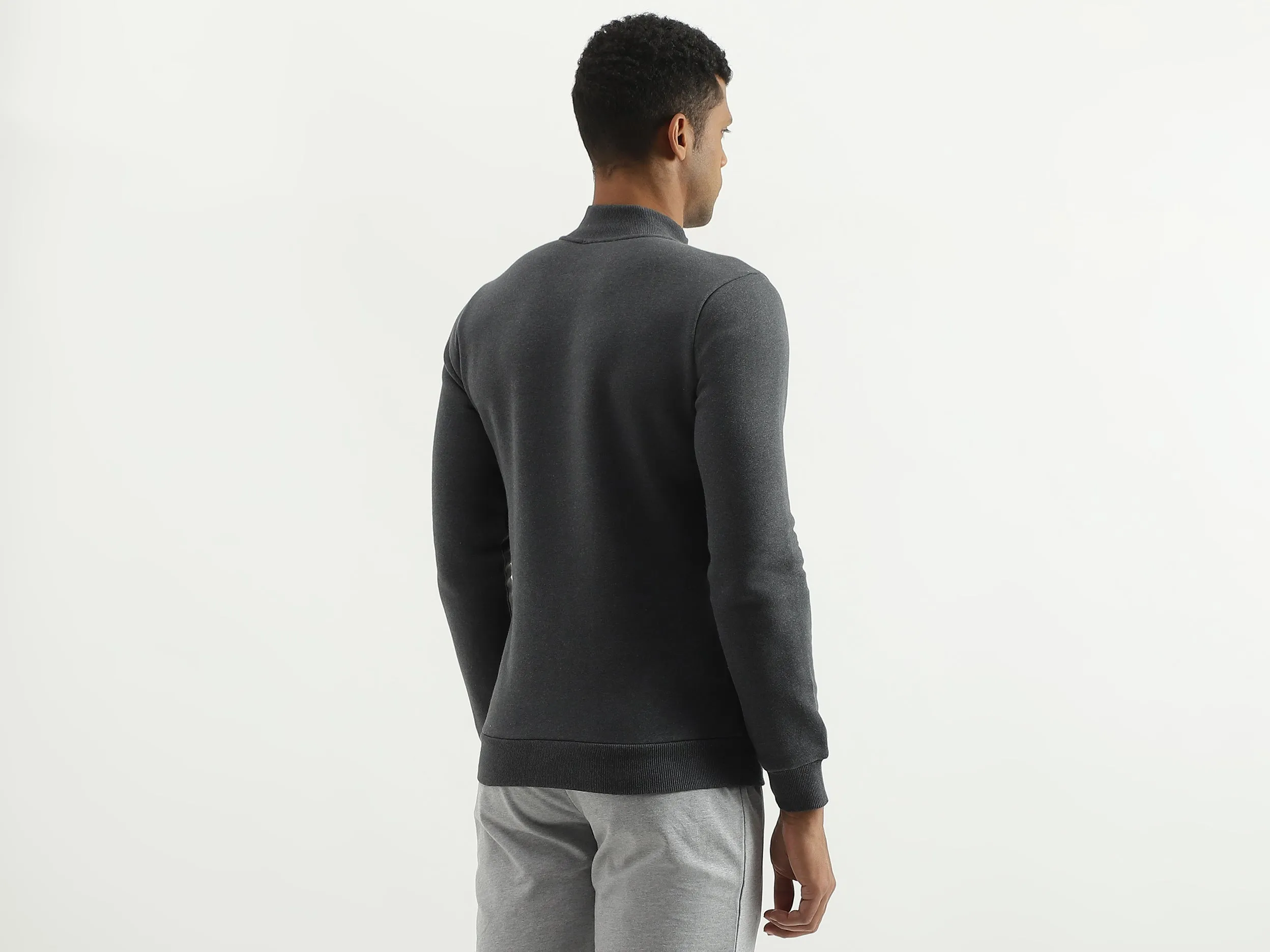 Slim Fit Mock Neck Solid Sweatshirt