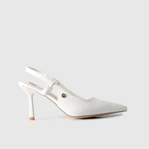 Slingback Court Shoe White 01637
