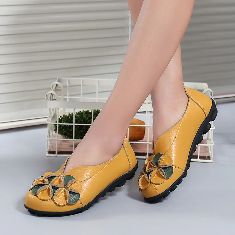 Soft Bottom Women's Shoes Spring Mother Shoes Flat Shoes Large Size Round Head Peas Shoes