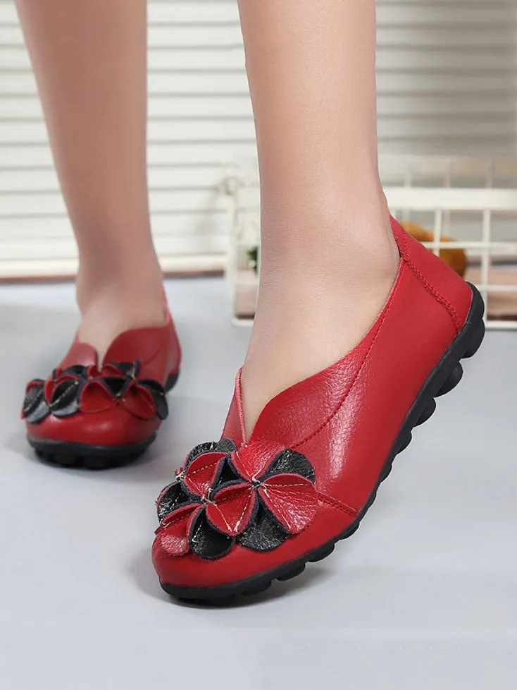 Soft Bottom Women's Shoes Spring Mother Shoes Flat Shoes Large Size Round Head Peas Shoes