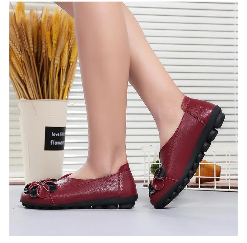 Soft Bottom Women's Shoes Spring Mother Shoes Flat Shoes Large Size Round Head Peas Shoes
