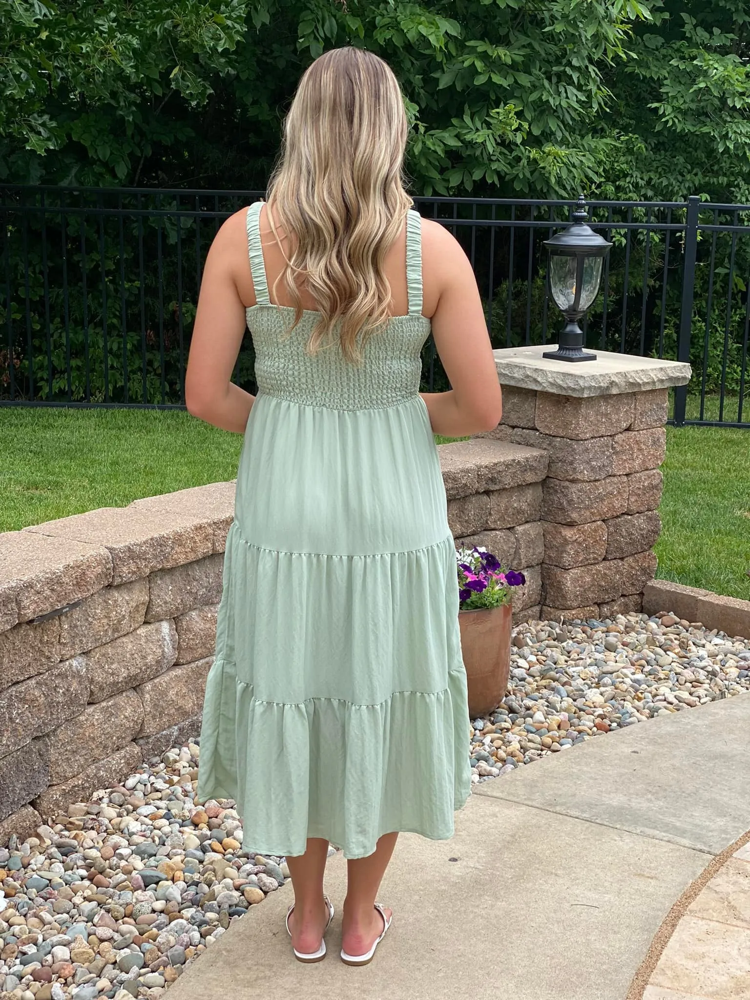 Spring Vibes Midi Dress - Sage