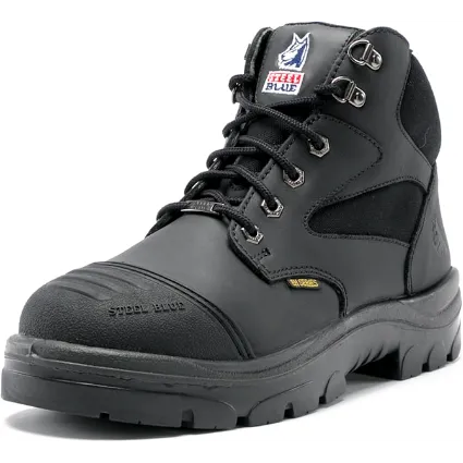 Steel Blue Men's Parkes Side Zip WP Steel Toe Hiker Work Boot - Black - 812968