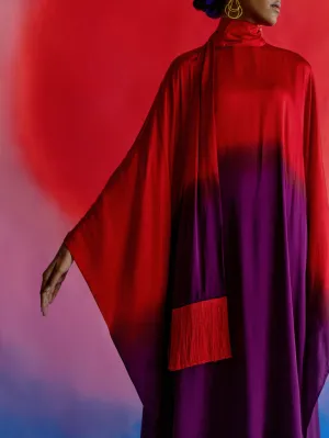 Studio Rigu   I   Womenswear, Western Leheriya Round Collar Dress Red / Purple Ombre  Srdd002