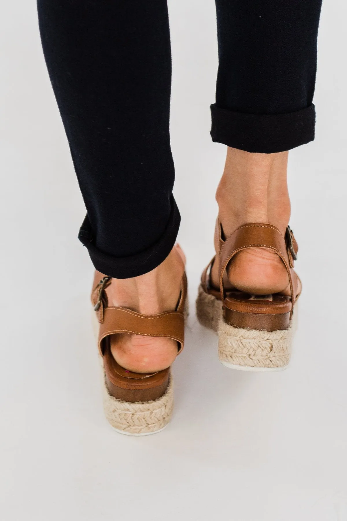 Sugar Turntable Platform Wedges- Cognac