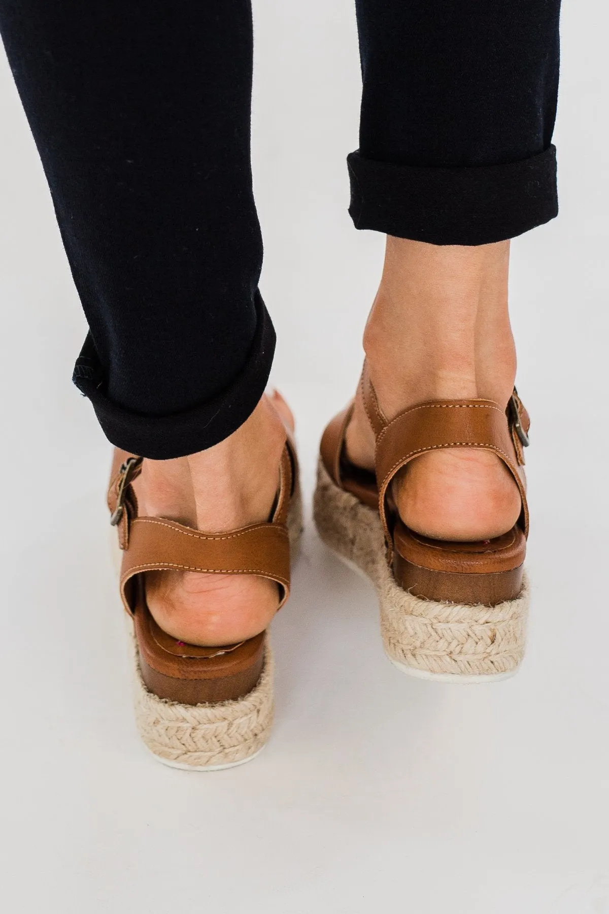 Sugar Turntable Platform Wedges- Cognac