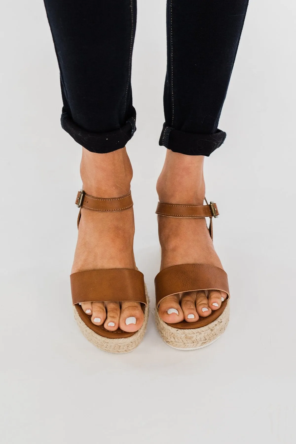 Sugar Turntable Platform Wedges- Cognac