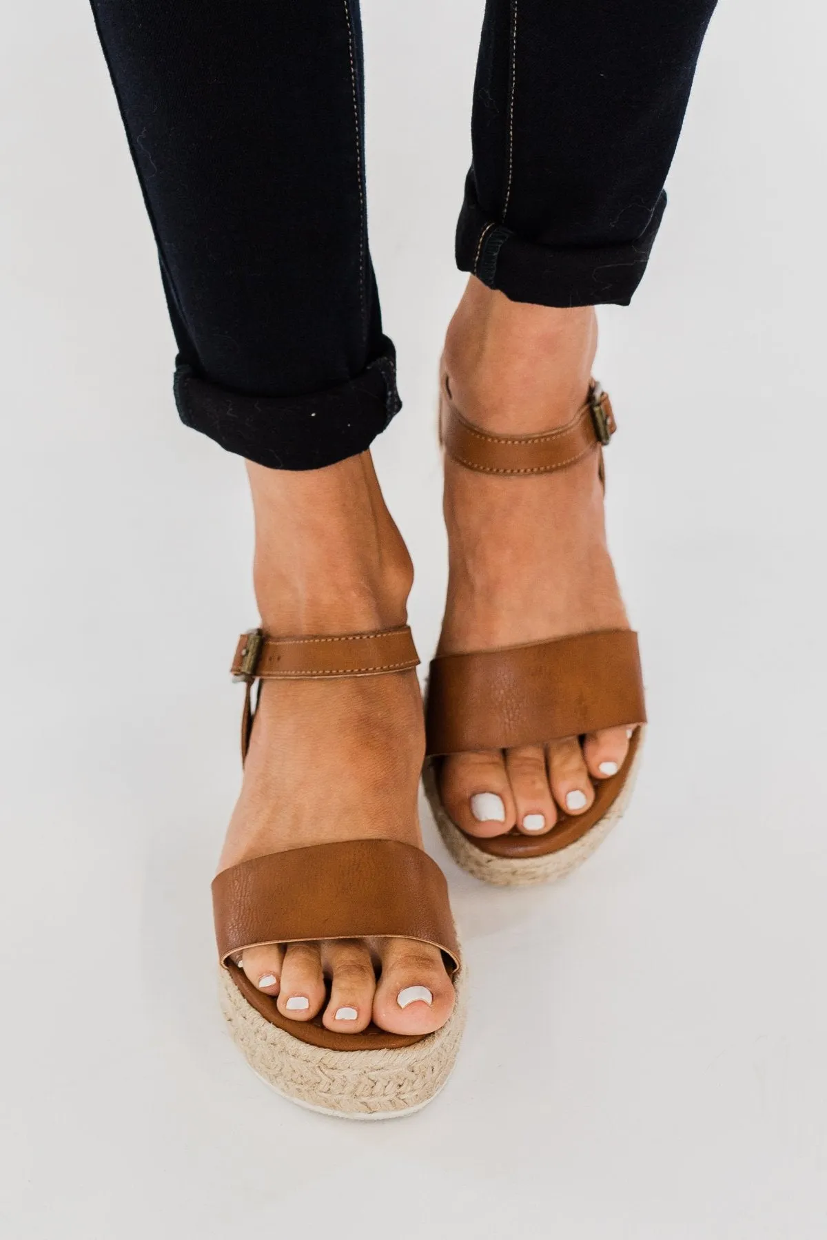 Sugar Turntable Platform Wedges- Cognac